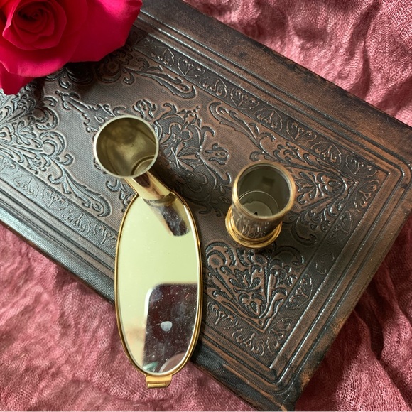 Vintage Mid Century Diamond Studded Lip view Lipstick Mirror and Holder - Picture 4 of 6